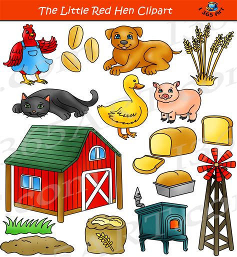 The Little Red Hen Clipart Set Children's Story Clip Art - School Clipart