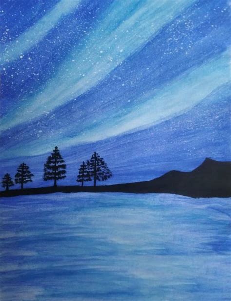 Aurora Night Sky Painting - Art Prime - Paintings & Prints, Landscapes ...