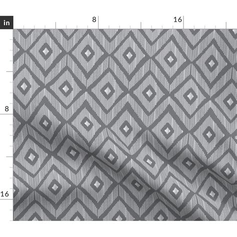 Ikat Grey White Quilt Modern Gray Home Decor Spoonflower Fabric by the ...