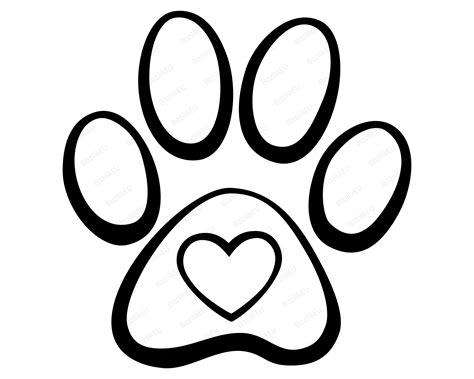 Dog Paw Print With Heart SVG