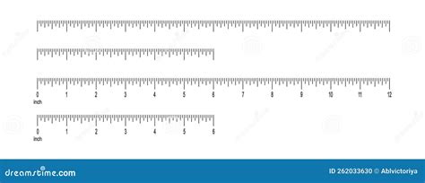 6 And 12 Inch Or 1 Foot Ruler Scale With Numbers. Horizontal Measuring ...