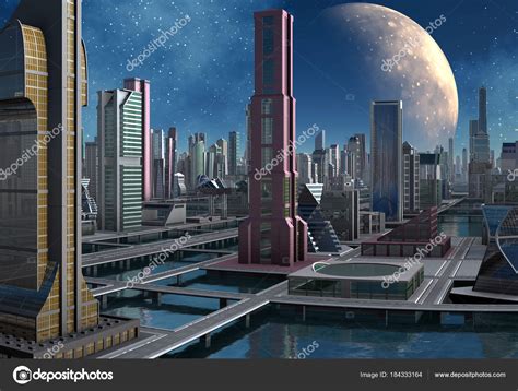 Futuristic City Skyline Illustration — Stock Photo © diversepixel ...