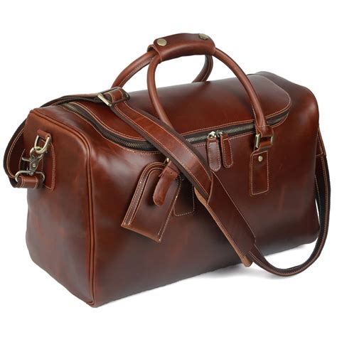 TIDING Leather Duffle Bag For Men Women Travel Luggage Bags Designer ...