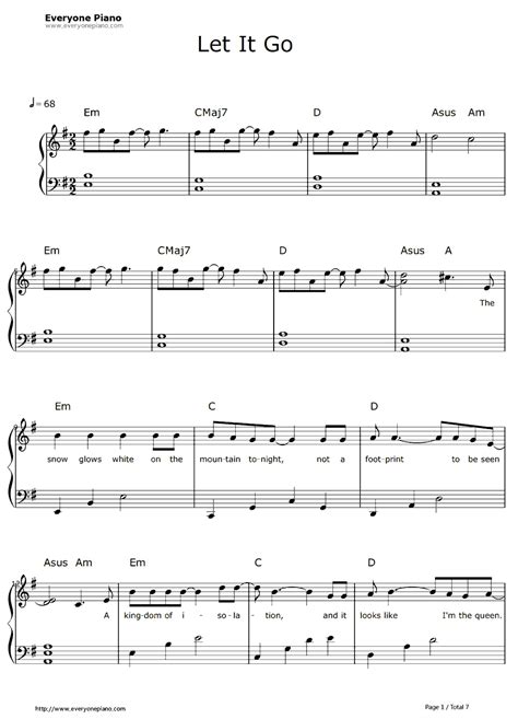 Free Let It Go Easy Version-Frozen Theme Sheet Music Preview 1 | Piano ...