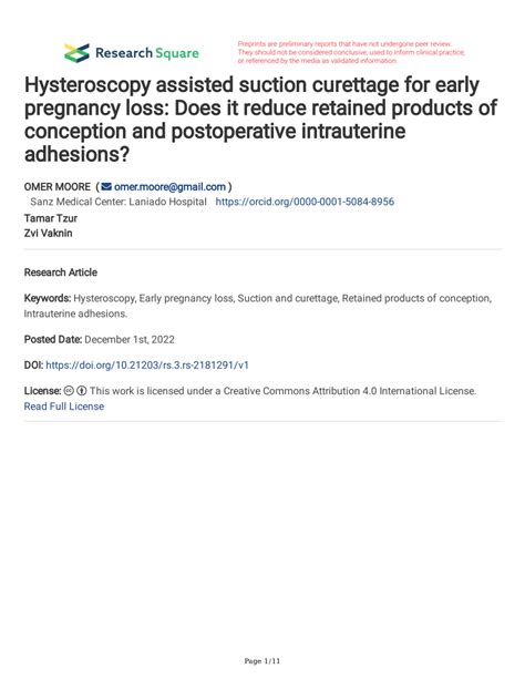 (PDF) Hysteroscopy assisted suction curettage for early pregnancy loss ...