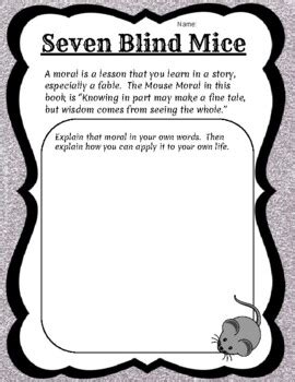 Seven Blind Mice FREEBIE by Brownie's Educational Bites | TPT