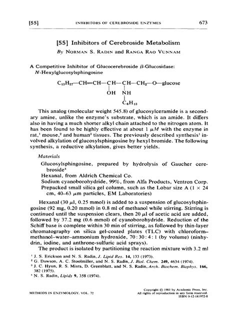 Inhibitors of Cerebroside Metabolism | PDF | Thin Layer Chromatography ...