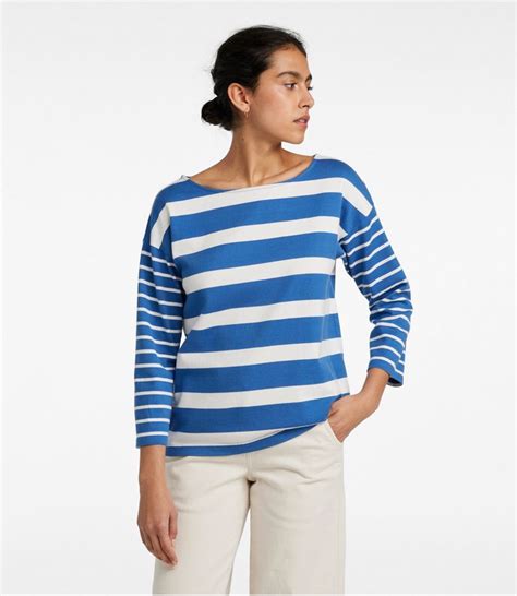 Women's Heritage Mariner Top, Boatneck Three-Quarter-Sleeve Blocked ...