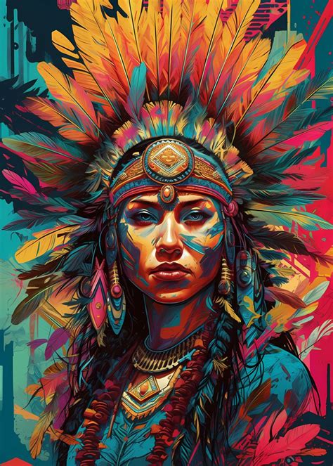 'Native American Woman ' Poster, picture, metal print, paint by AI and ...