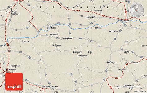 Shaded Relief Map of Konin