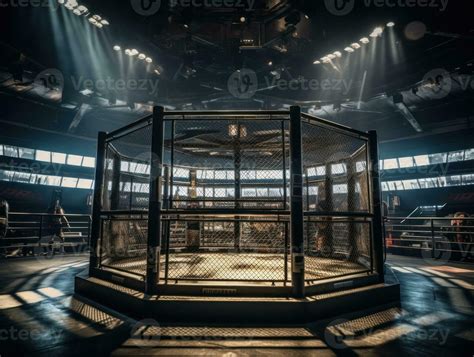 In the fighting cage Interior view of sport arena Created with ...