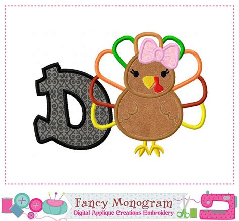 Turkey Alphabet Applique Thanksgiving Monograms Embroidery - Etsy