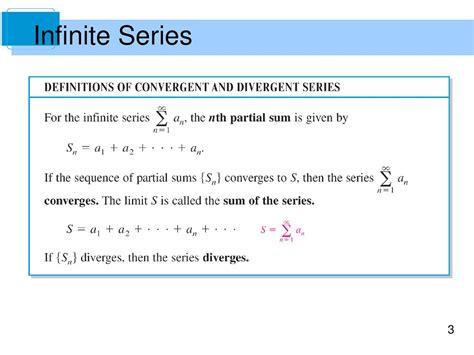 Infinite Series One important application of infinite sequences is in ...