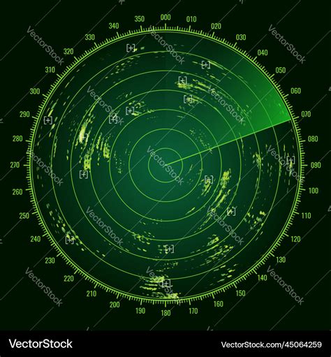 Ship radar screen military and navy sonar display Vector Image