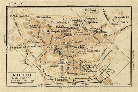 Old map of Arezzo Italy 1935 Arezzo map up to 24x36 Old world style ...