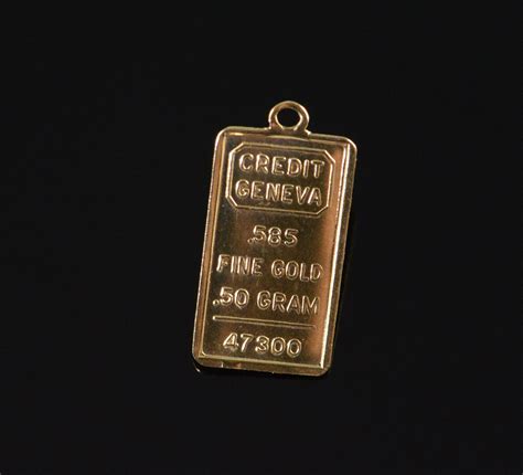 14K 0.5g Credit Geneva .585 1/2 Gram Gold Bar Yellow Gold Charm/Pendant ...