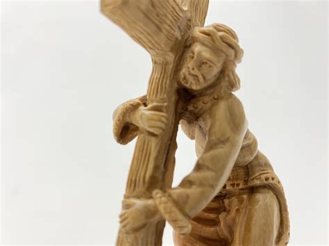 Small Figure of Jesus Carrying The Cross - Bethlehem Wood Carving