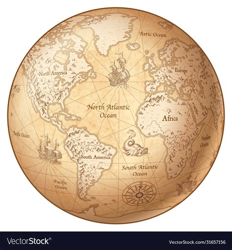 Globe vintage world map Royalty Free Vector Image