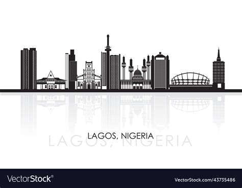 Silhouette skyline panorama of lagos nigeria Vector Image