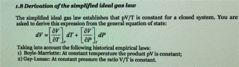 Solved Derivation of the simplified ideal gas law The | Chegg.com