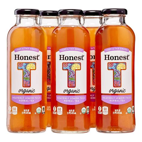 (12 Bottles) Honest Tea Organic Heavenly Lemon Tulsi Herbal Tea, 16 oz ...