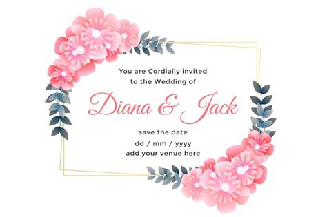 Beautiful flower decorative wedding card design | Free Vector