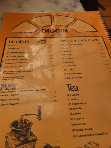 Menu at Diggin Cafe, New Delhi, Santushti Shopping Complex Shop No-10 ...