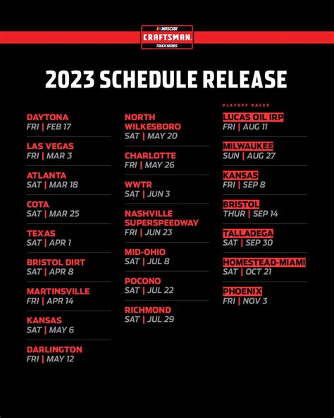 [High Resolution] Nascar Truck Schedule 2023