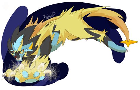 I made a fusion of the two electric cats, Luxray and Zeraora! : r/pokemon