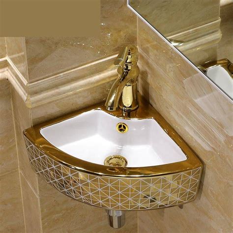 European Mini Triangle Washbasin Corner Wall Hung Washbasin Balcony ...