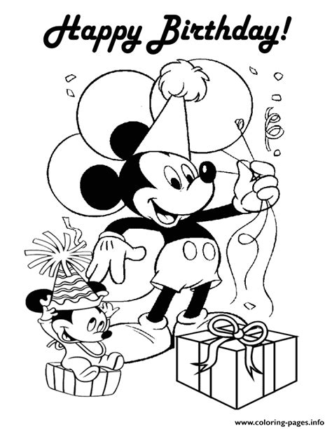 Mickey Mouse Birthday Printable Coloring Pages