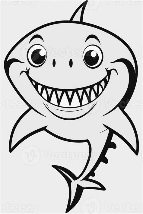 a cartoon shark with a big smile on its face. generative ai. 28446785 ...