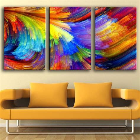 Canvas Painting Wall Pictures 3 Panels colorful Rainbow Wall Pictures ...