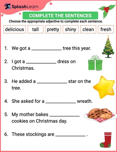 The Merry Adjectives of Christmas - ELA Worksheets - SplashLearn