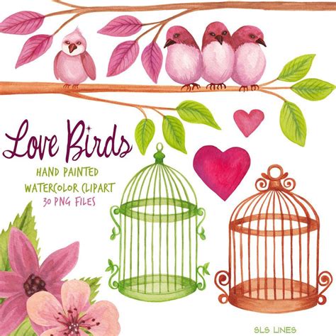 Valentine Bird Clipart - Love Birds and Birdcages PNG | Clip art ...