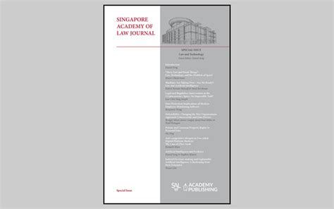 The special issue of the Singapore Academy of Law Journal, edited by ...