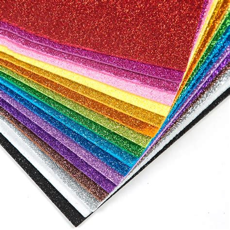 10Pcs/set Multicolor Sponge Glitters Foam Paper Fold Scrapbooking Paper ...