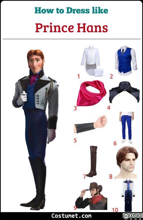 Prince Hans costume consists of a white coat, blue vest, and a fuchsia ...