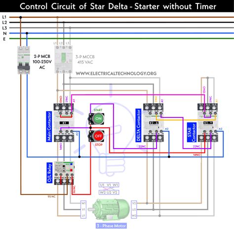 STAR-DELTA Starter without Timer - Power & Control Diagrams