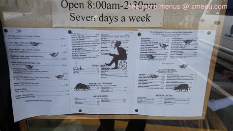 Menu at Farmhouse Cafe, Parksville