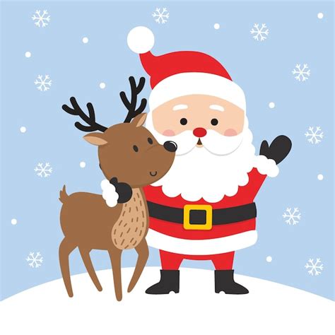 Premium Vector | Cute cartoon Santa Claus and reindeer, vector illustration