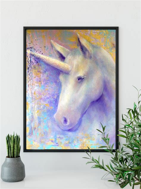 Beautiful Original Magic Unicorn Art - 12x16 Oil Painting with sparkle ...