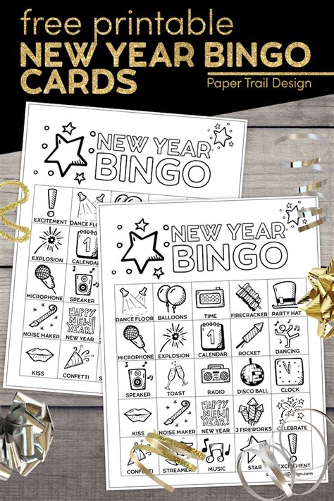 Free Printable New Year's Bingo Cards - Paper Trail Design