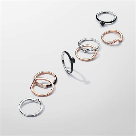 Pandora ME Pavé & Black Dual Ring | Rose gold plated | Pandora US