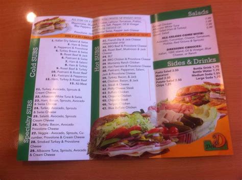 Deli Delicious Menu Items With Prices And Hours