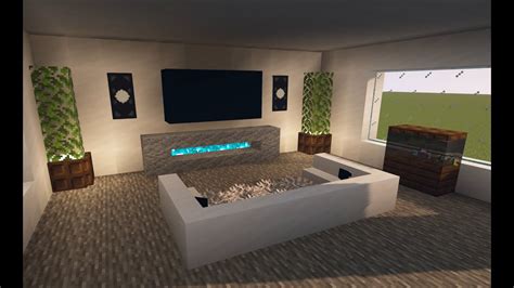 Minecraft modern living room interior tutorial - YouTube