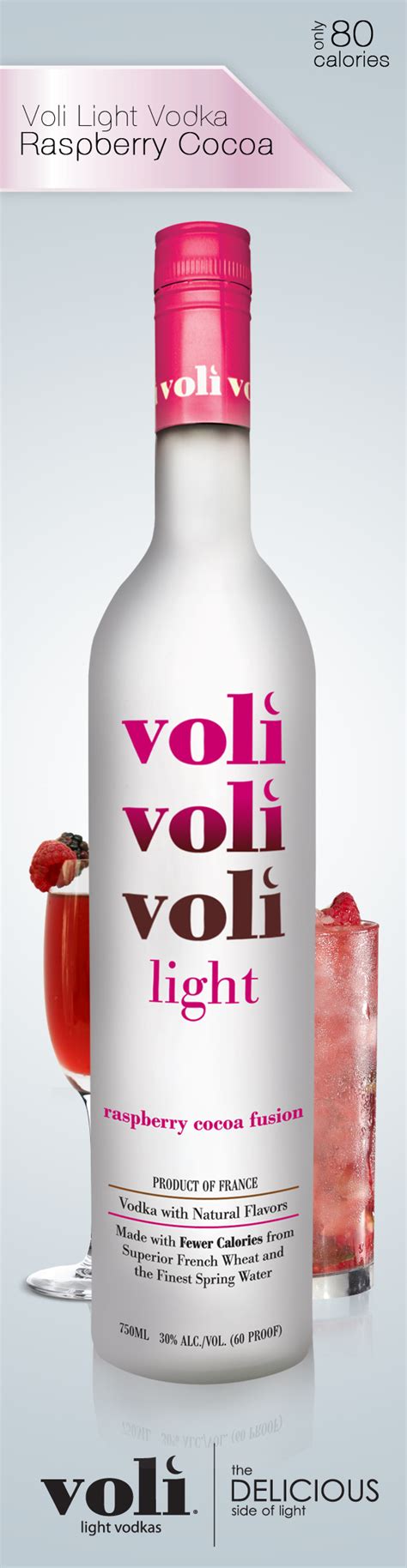 Voli Raspberry Cocoa Vodka -- 1 1/2 oz only 80 calories | Light vodka ...