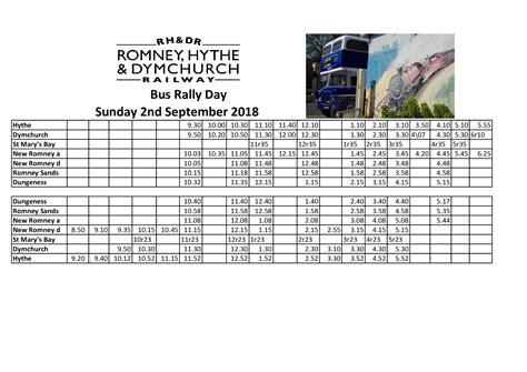 The train timetable... - Romney, Hythe and Dymchurch Railway