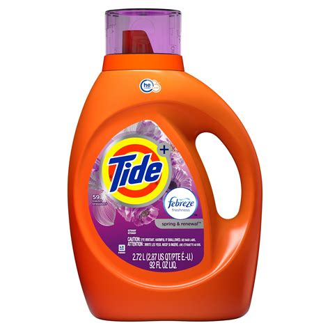 Tide Plus Febreze Spring & Renewal HE, Liquid Laundry Detergent, 92 Fl ...