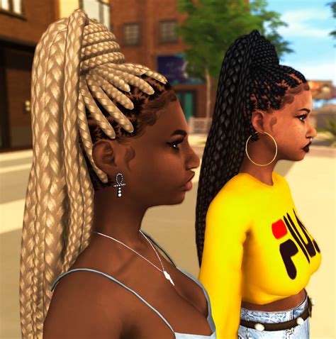 GODDESS BRAID PONY by EBONIX | Sims hair, Sims 4 black hair, Goddess braids